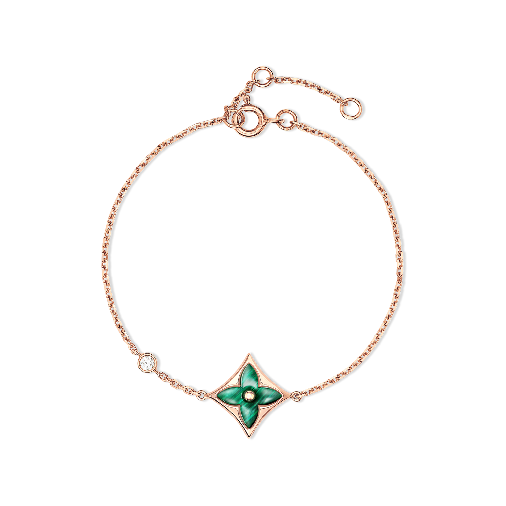 Color Blossom BB Star Bracelet, Pink Gold, Malachite and Diamond